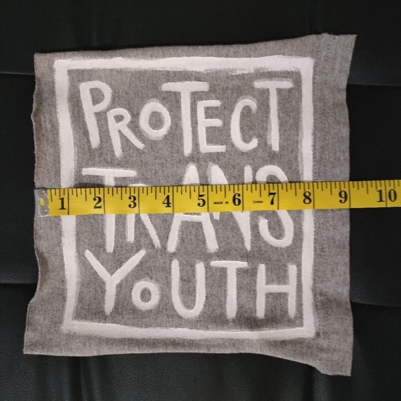 Handpainted PROTECT TRANS YOUTH 9x9" Grey Patch - Picture 3 of 4